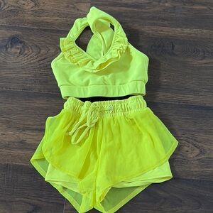 Purple pixies Bright Yellow Ruffled Two-Piece Set